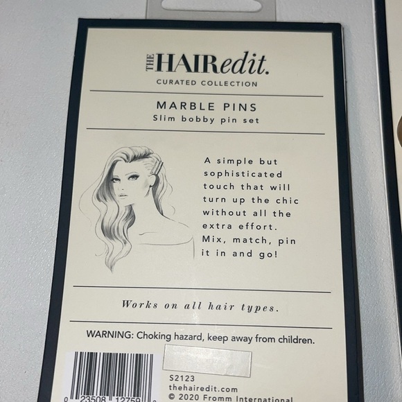 The Hair Edit set. 4 marble pins and one jellyfish cmarble claw clip - Picture 3 of 5